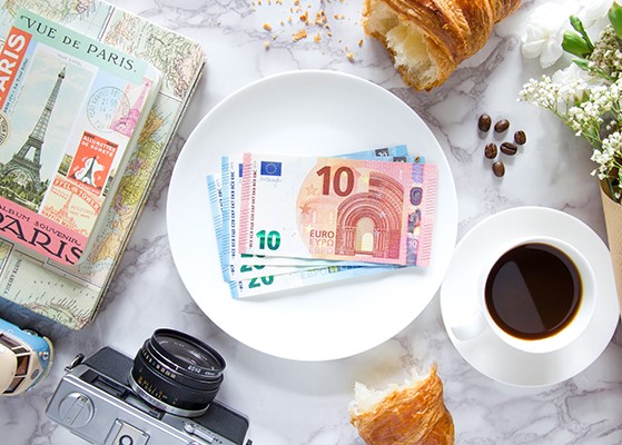 Selection of Euros on table