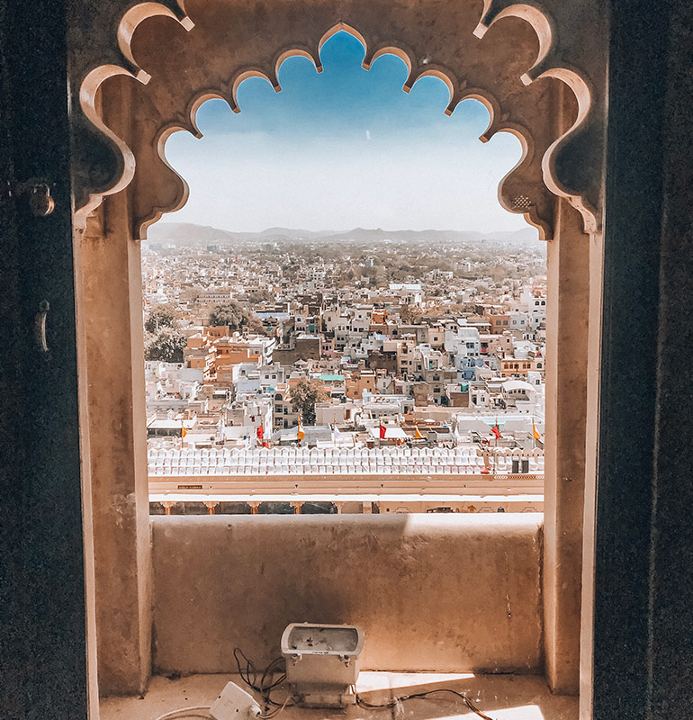 Indian city through a window