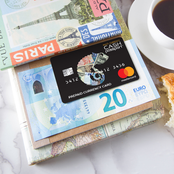 European currency with travel money card