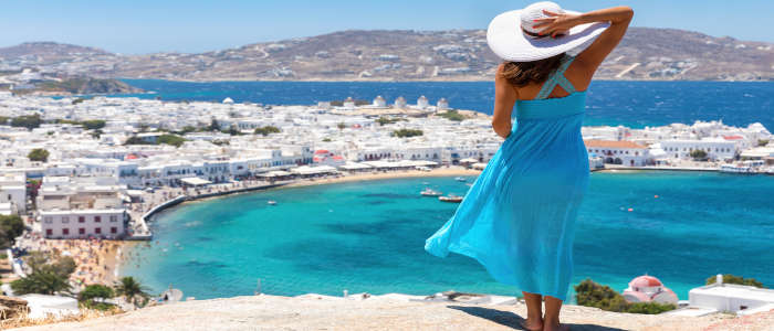 Woman overlooking Greece