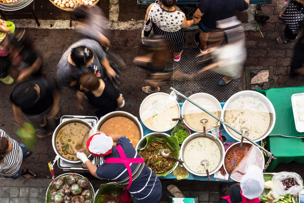 Busy street markets in Thailand 