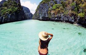 Girl on a boat in the Philippines